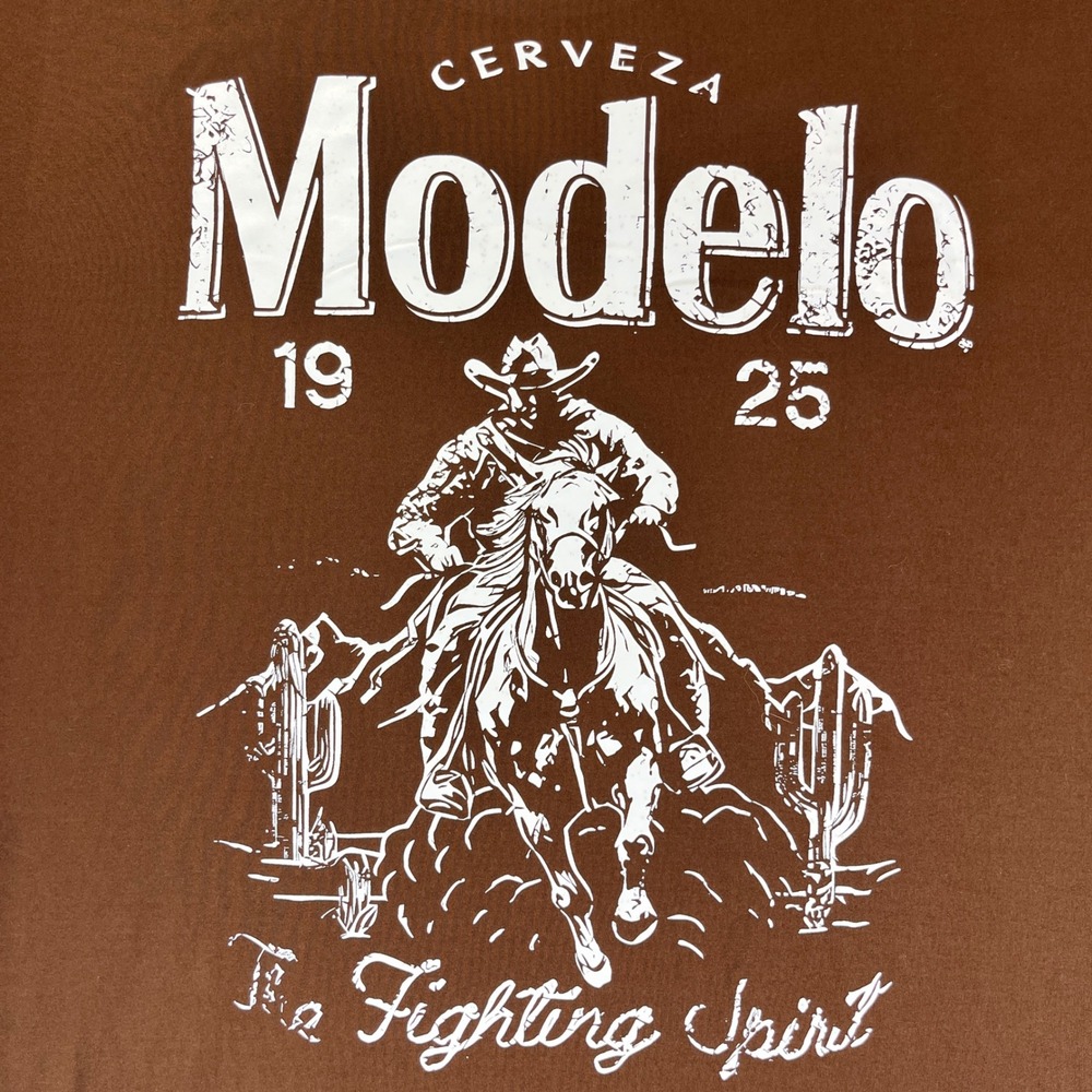 Modelo Beer T-Shirt Graphic‎ Tee The Fighting Spirit Brown Mens/women's (M) wear
